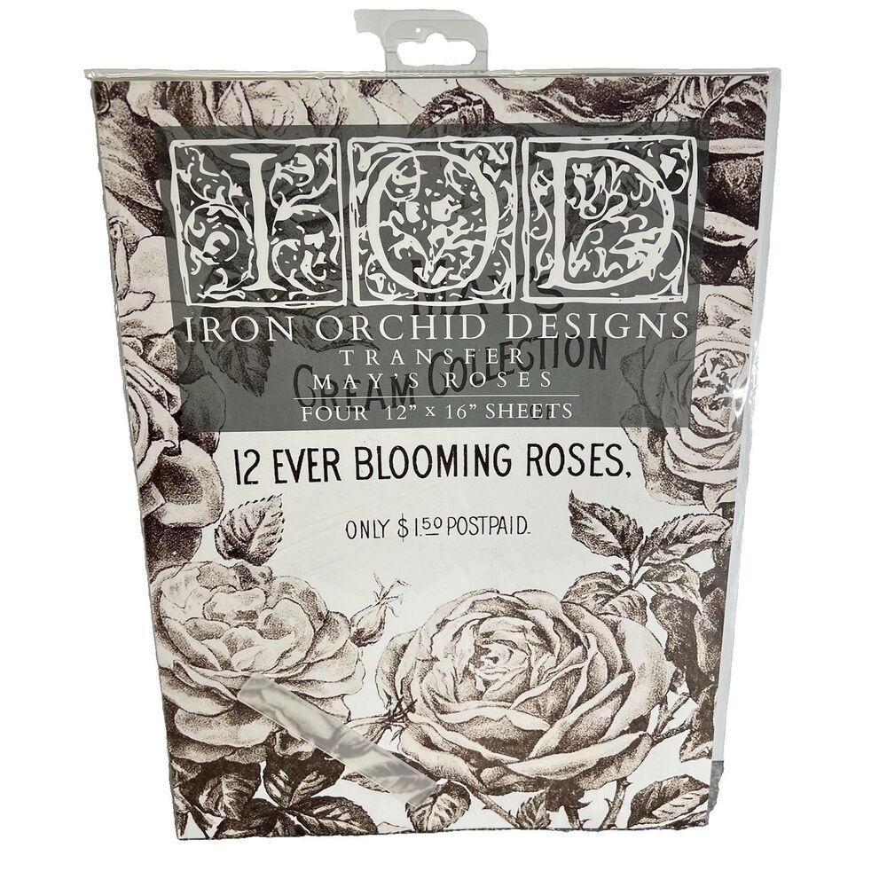 IOD MAYA'S ROSES TRANSFER PACK IRON ORCHID DESIGNS NEW FLORAL